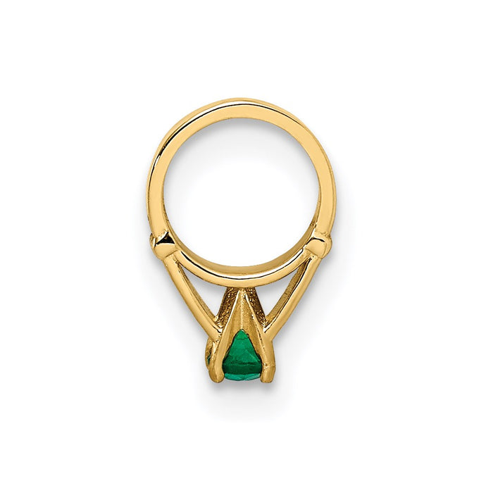 Million Charms 14K Yellow Gold Themed Ring With Dark Green Glass Stone Charm