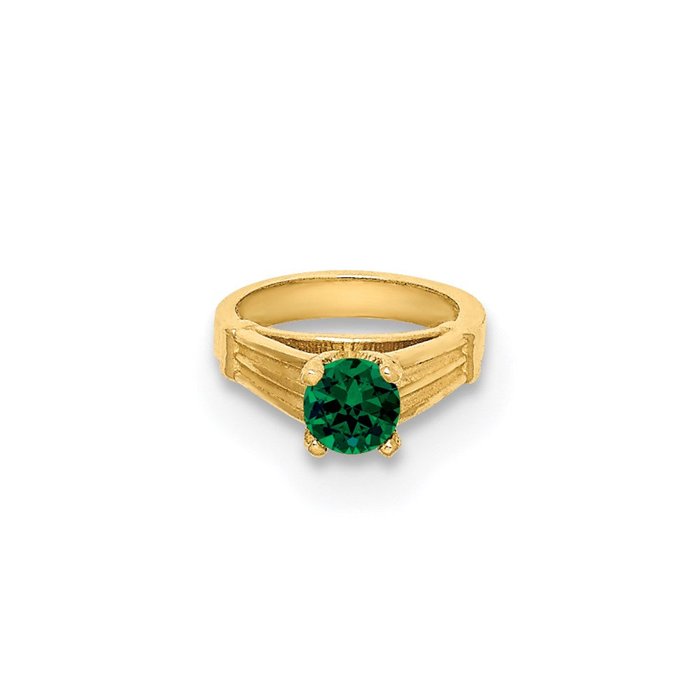 Million Charms 14K Yellow Gold Themed Ring With Dark Green Glass Stone Charm