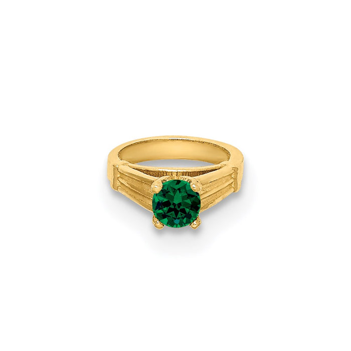 Million Charms 14K Yellow Gold Themed Ring With Dark Green Glass Stone Charm