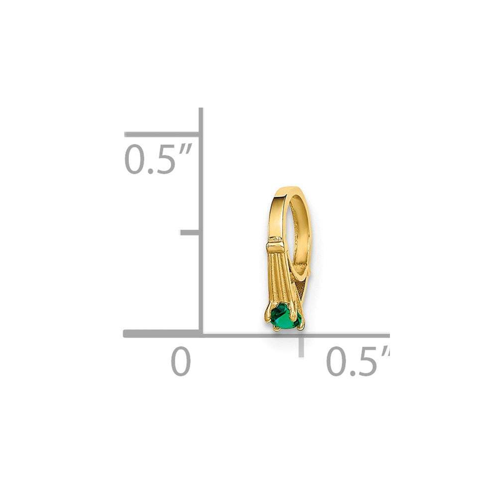 Million Charms 14K Yellow Gold Themed Ring With Dark Green Glass Stone Charm
