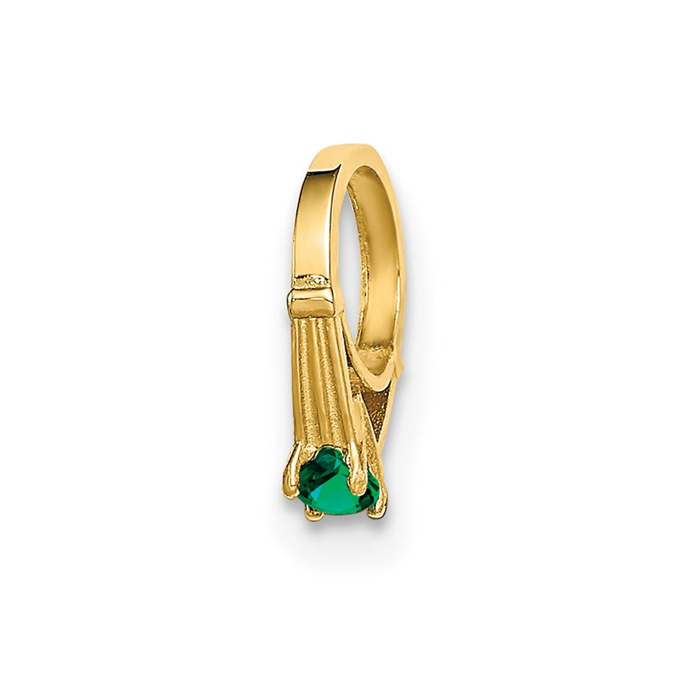 Million Charms 14K Yellow Gold Themed Ring With Dark Green Glass Stone Charm