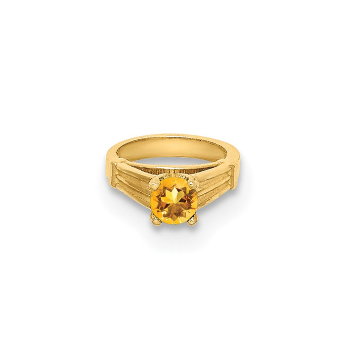 Million Charms 14K Yellow Gold Themed Ring With Yellow (Cubic Zirconia) CZ Charm