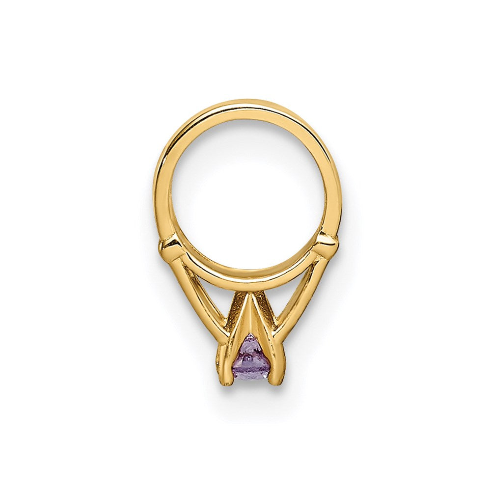 Million Charms 14K Yellow Gold Themed Ring With Dark Purple (Cubic Zirconia) CZ Charm