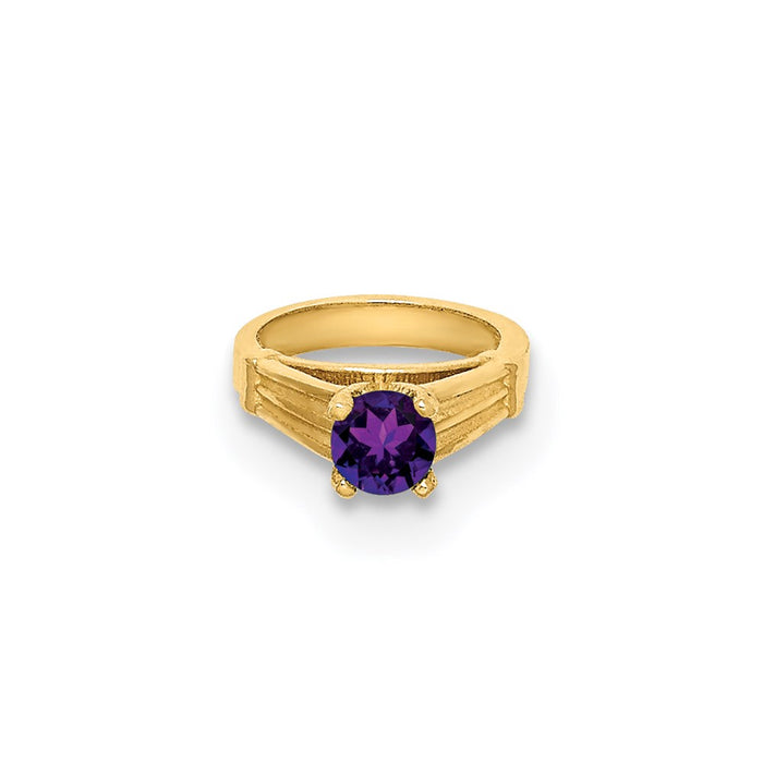 Million Charms 14K Yellow Gold Themed Ring With Dark Purple (Cubic Zirconia) CZ Charm