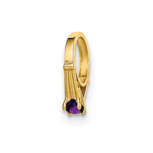 Million Charms 14K Yellow Gold Themed Ring With Dark Purple (Cubic Zirconia) CZ Charm