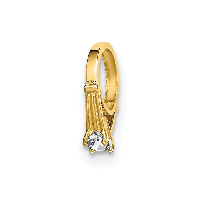 Million Charms 14K Yellow Gold Themed Ring With White (Cubic Zirconia) CZ Charm