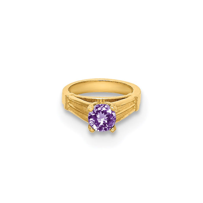 Million Charms 14K Yellow Gold Themed Ring With Light Purple (Cubic Zirconia) CZ Charm