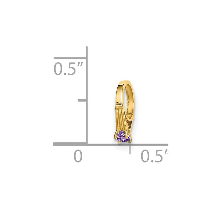 Million Charms 14K Yellow Gold Themed Ring With Light Purple (Cubic Zirconia) CZ Charm