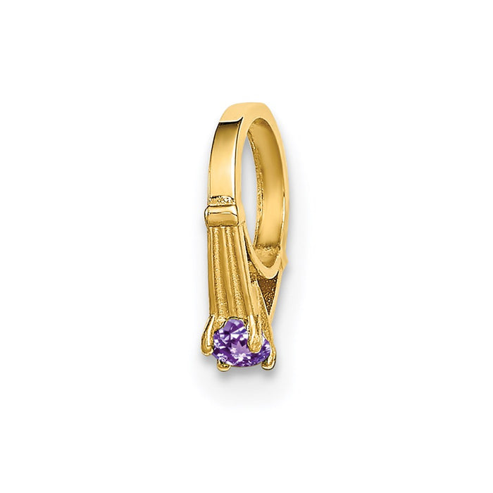 Million Charms 14K Yellow Gold Themed Ring With Light Purple (Cubic Zirconia) CZ Charm