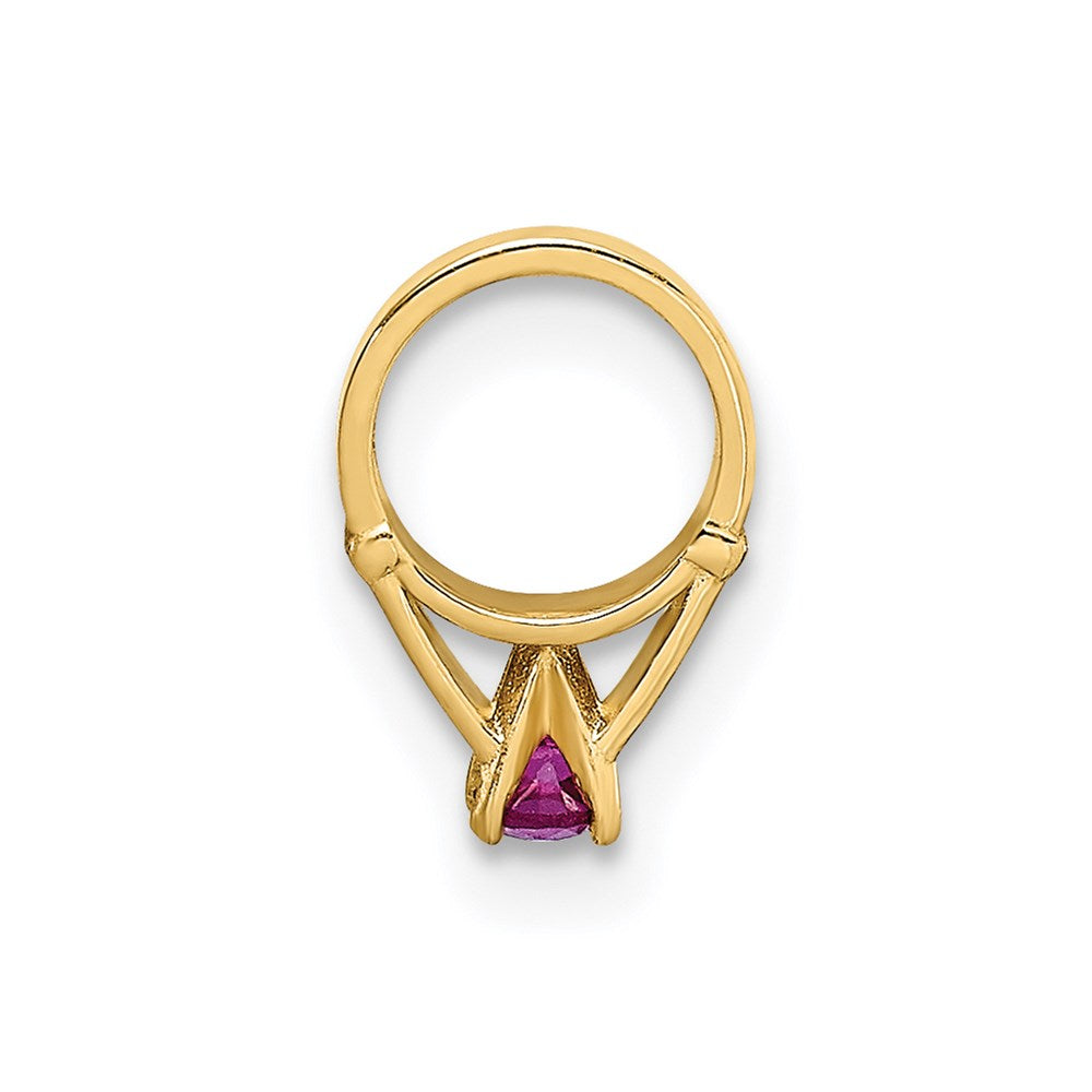 Million Charms 14K Yellow Gold Themed Ring With Dark Pink (Cubic Zirconia) CZ Charm