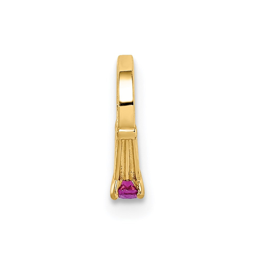 Million Charms 14K Yellow Gold Themed Ring With Dark Pink (Cubic Zirconia) CZ Charm