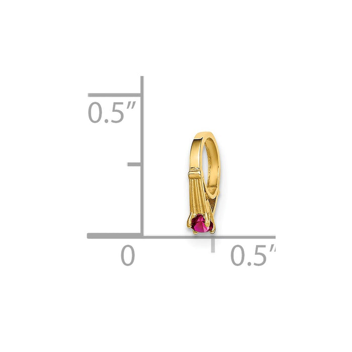 Million Charms 14K Yellow Gold Themed Ring With Dark Pink (Cubic Zirconia) CZ Charm