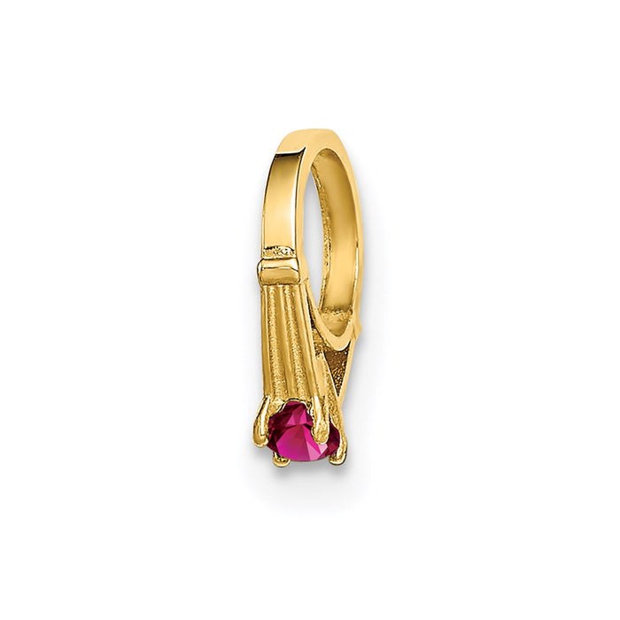 Million Charms 14K Yellow Gold Themed Ring With Dark Pink (Cubic Zirconia) CZ Charm