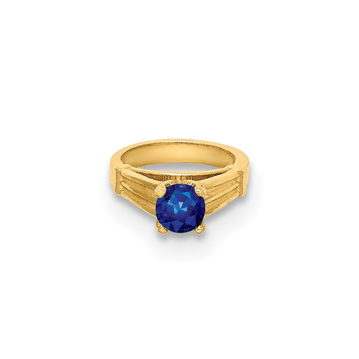 Million Charms 14K Yellow Gold Themed Ring With Dark Blue Glass Stone Charm