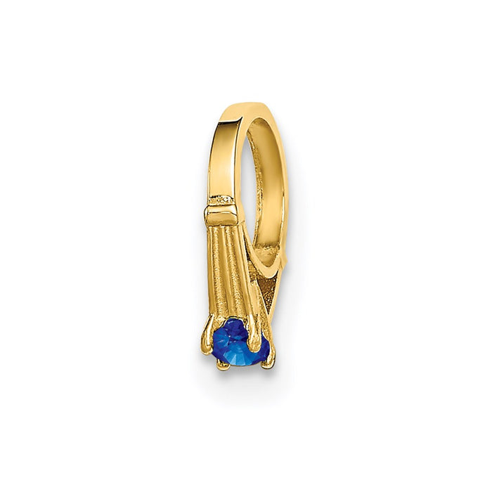 Million Charms 14K Yellow Gold Themed Ring With Dark Blue Glass Stone Charm