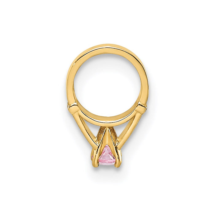 Million Charms 14K Yellow Gold Themed Ring With Light Pink (Cubic Zirconia) CZ Charm