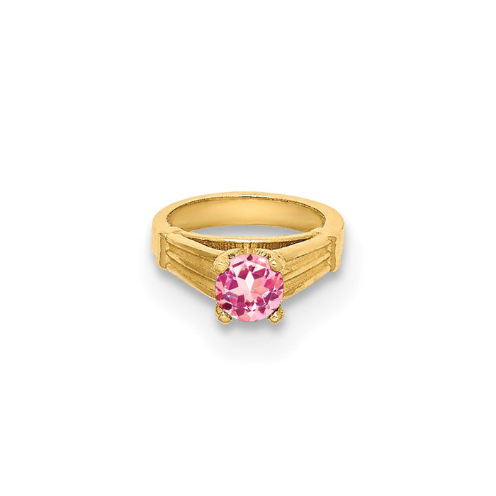 Million Charms 14K Yellow Gold Themed Ring With Light Pink (Cubic Zirconia) CZ Charm