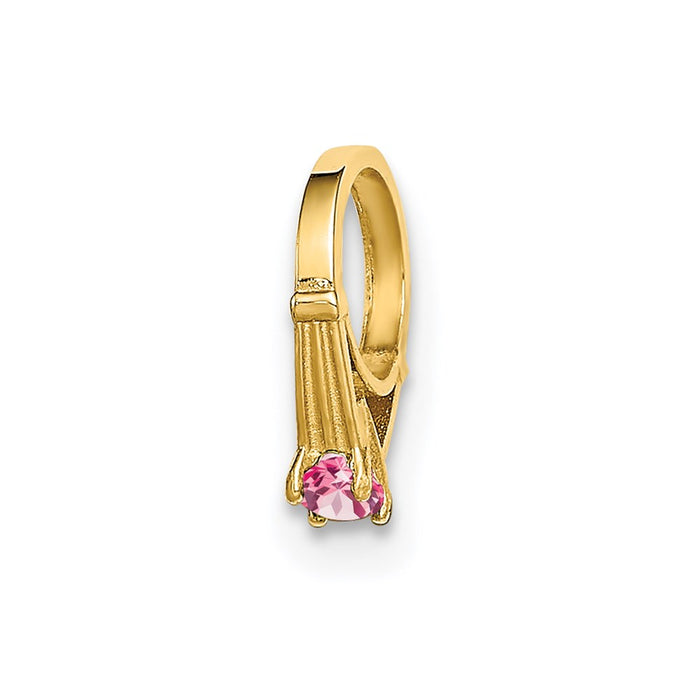 Million Charms 14K Yellow Gold Themed Ring With Light Pink (Cubic Zirconia) CZ Charm