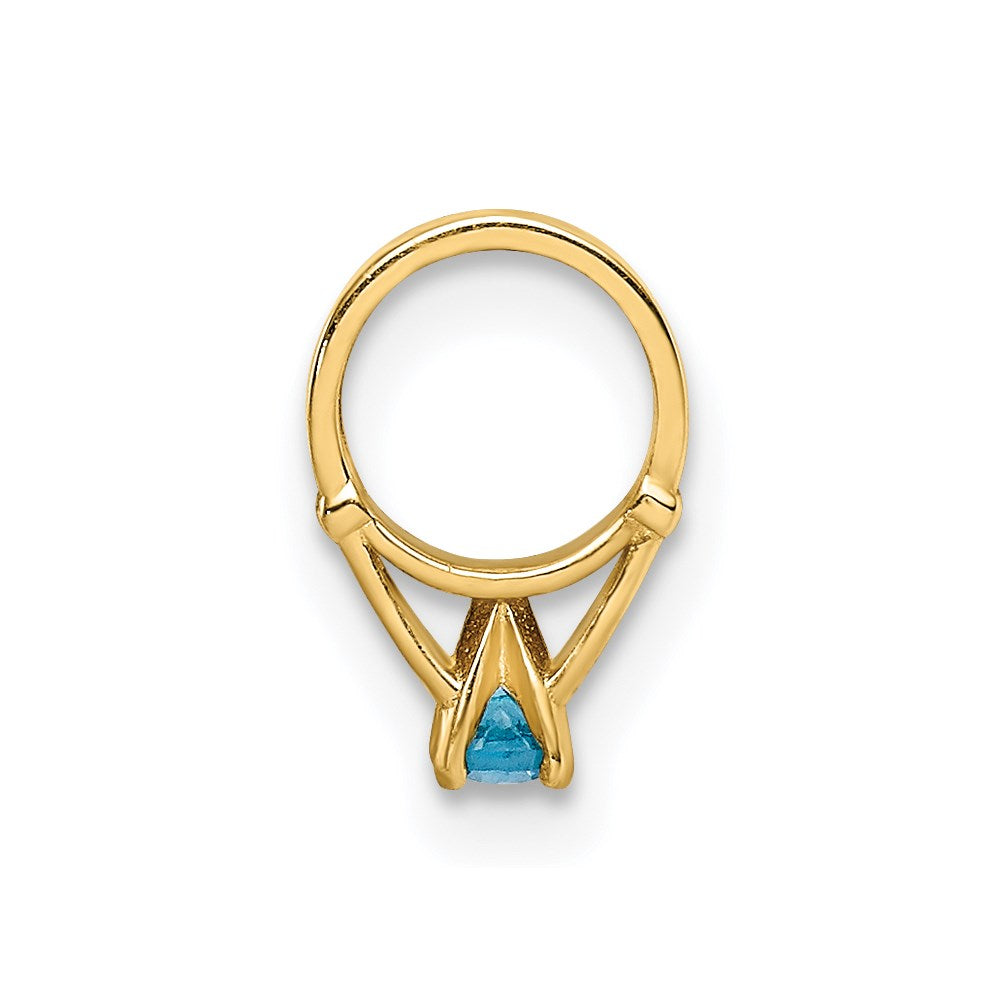 Million Charms 14K Yellow Gold Themed Ring With Aqua (Cubic Zirconia) CZ Charm