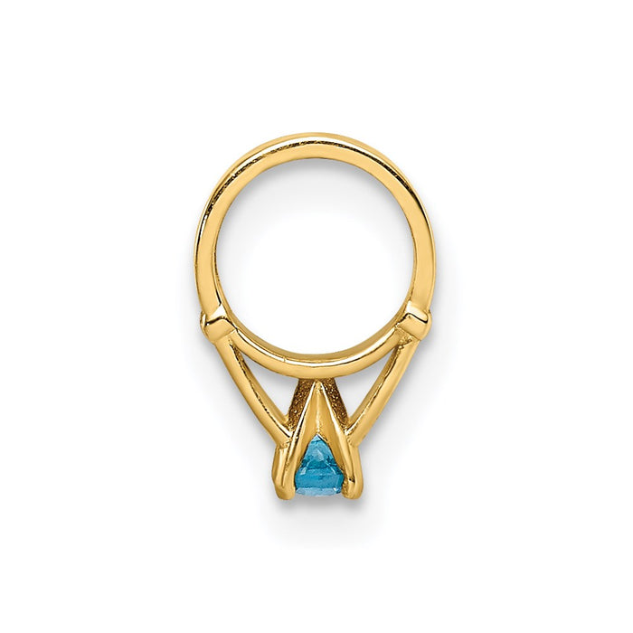 Million Charms 14K Yellow Gold Themed Ring With Aqua (Cubic Zirconia) CZ Charm