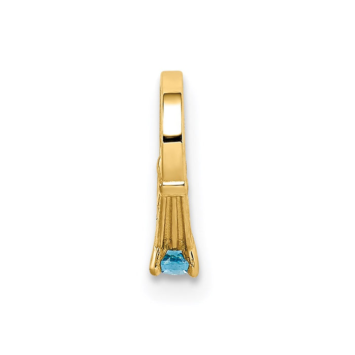 Million Charms 14K Yellow Gold Themed Ring With Aqua (Cubic Zirconia) CZ Charm