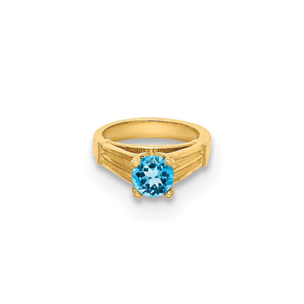 Million Charms 14K Yellow Gold Themed Ring With Aqua (Cubic Zirconia) CZ Charm