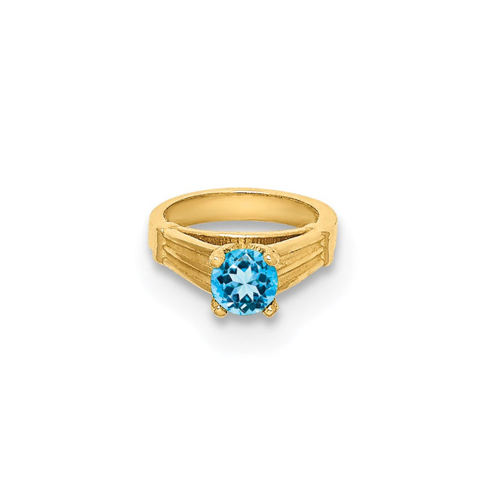 Million Charms 14K Yellow Gold Themed Ring With Aqua (Cubic Zirconia) CZ Charm