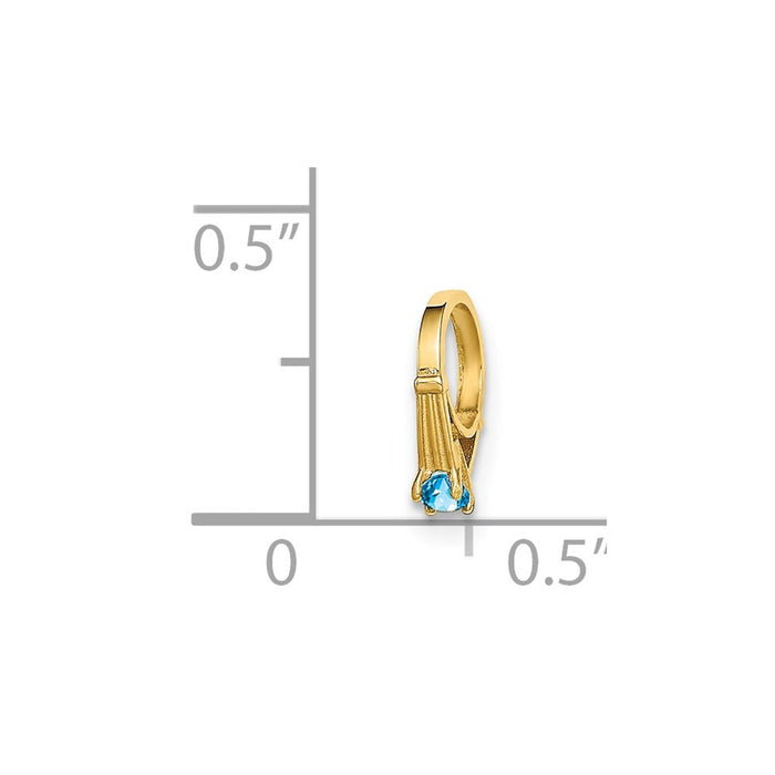 Million Charms 14K Yellow Gold Themed Ring With Aqua (Cubic Zirconia) CZ Charm