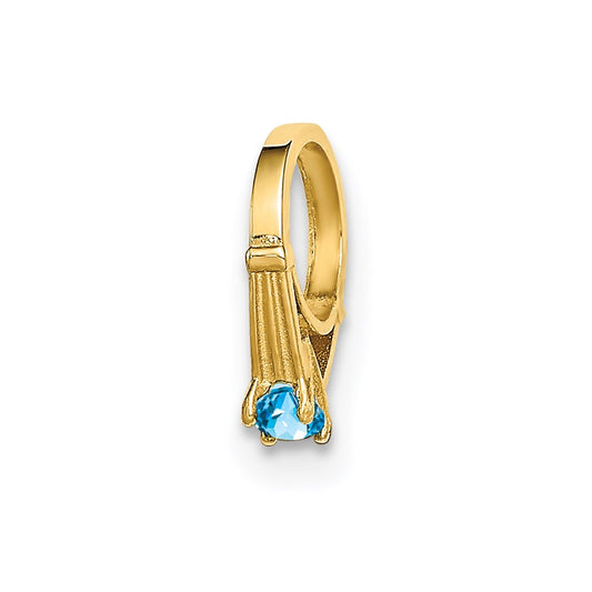 Million Charms 14K Yellow Gold Themed Ring With Aqua (Cubic Zirconia) CZ Charm