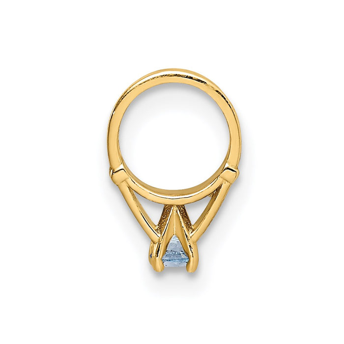 Million Charms 14K Yellow Gold Themed Ring With Light Blue (Cubic Zirconia) CZ Charm