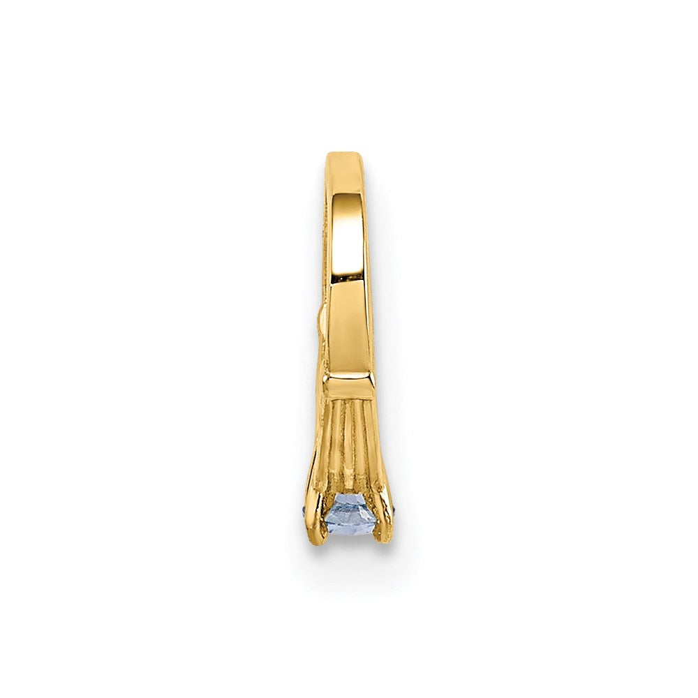 Million Charms 14K Yellow Gold Themed Ring With Light Blue (Cubic Zirconia) CZ Charm
