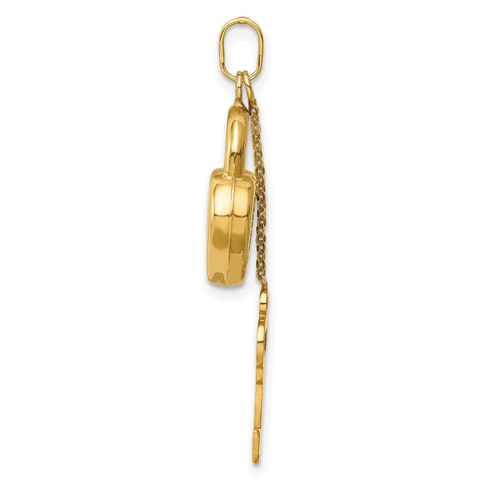 Million Charms 14K Yellow Gold Themed Polished Moveable Key & Lock Charm
