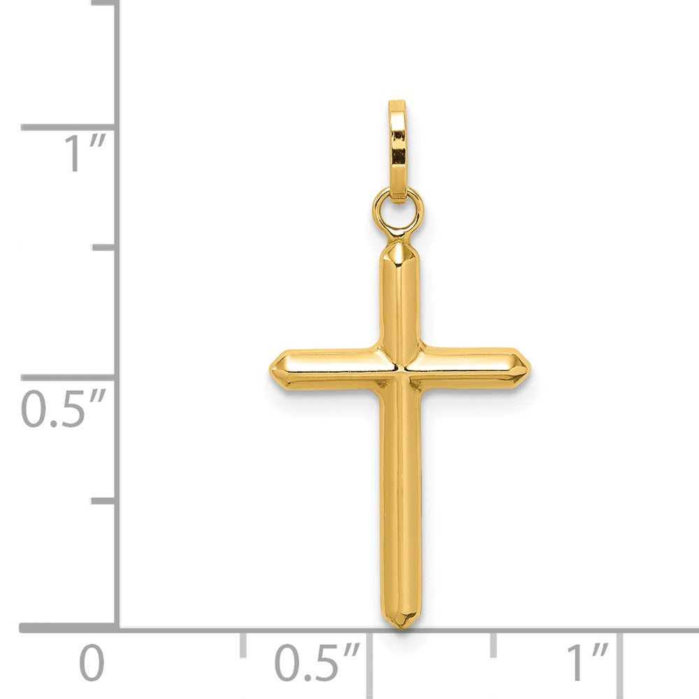 Million Charms 14K Yellow Gold Themed Polished Hollow Latin Relgious Cross Charm