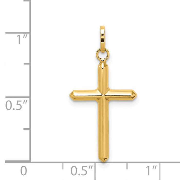 Million Charms 14K Yellow Gold Themed Polished Hollow Latin Relgious Cross Charm