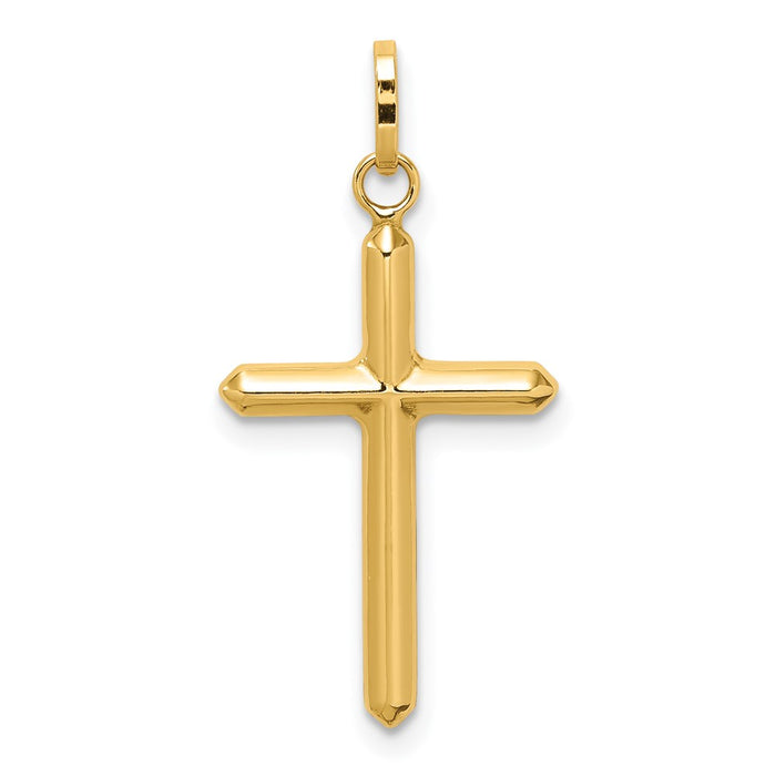 Million Charms 14K Yellow Gold Themed Polished Hollow Latin Relgious Cross Charm