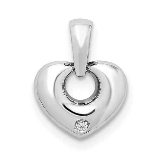 Million Charms 14K White Gold Themed (Cubic Zirconia) CZ Heart Pendant