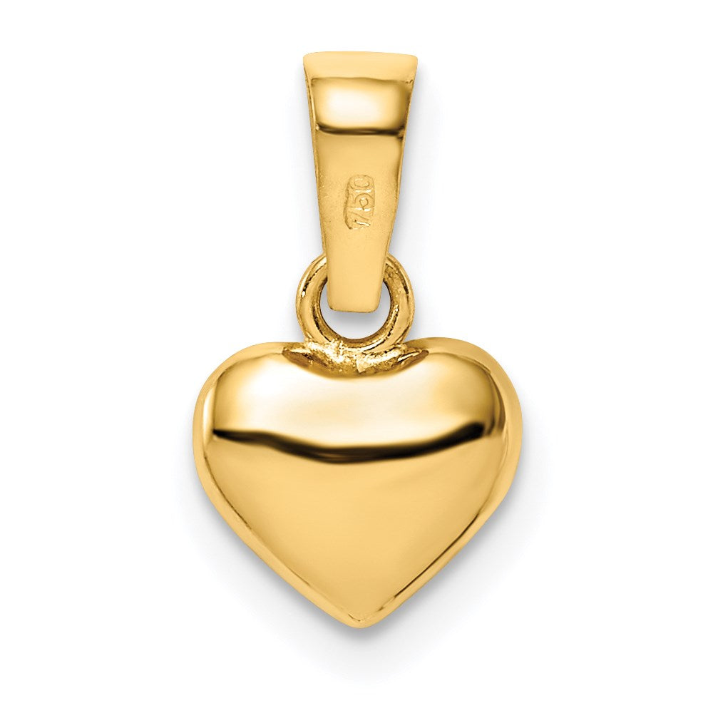 Million Charms 14K Yellow Gold Themed Satin & Polished Puffed Heart Pendant