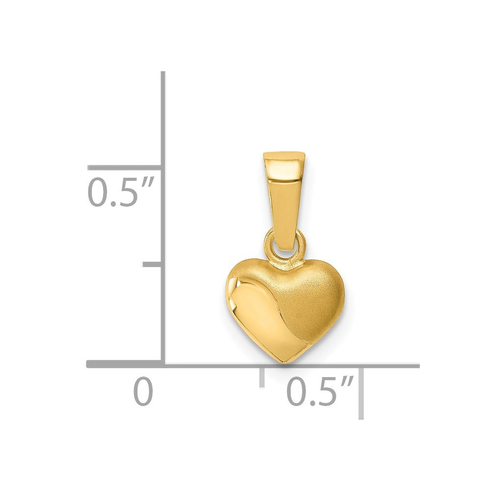 Million Charms 14K Yellow Gold Themed Satin & Polished Puffed Heart Pendant