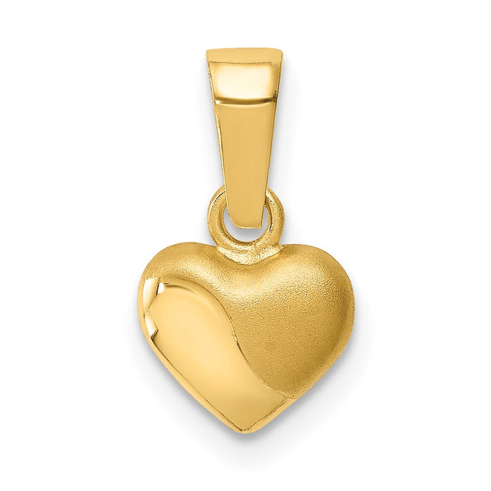 Million Charms 14K Yellow Gold Themed Satin & Polished Puffed Heart Pendant
