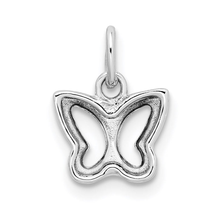 Million Charms 14K White Gold Themed Cut-Out Butterfly Pendant