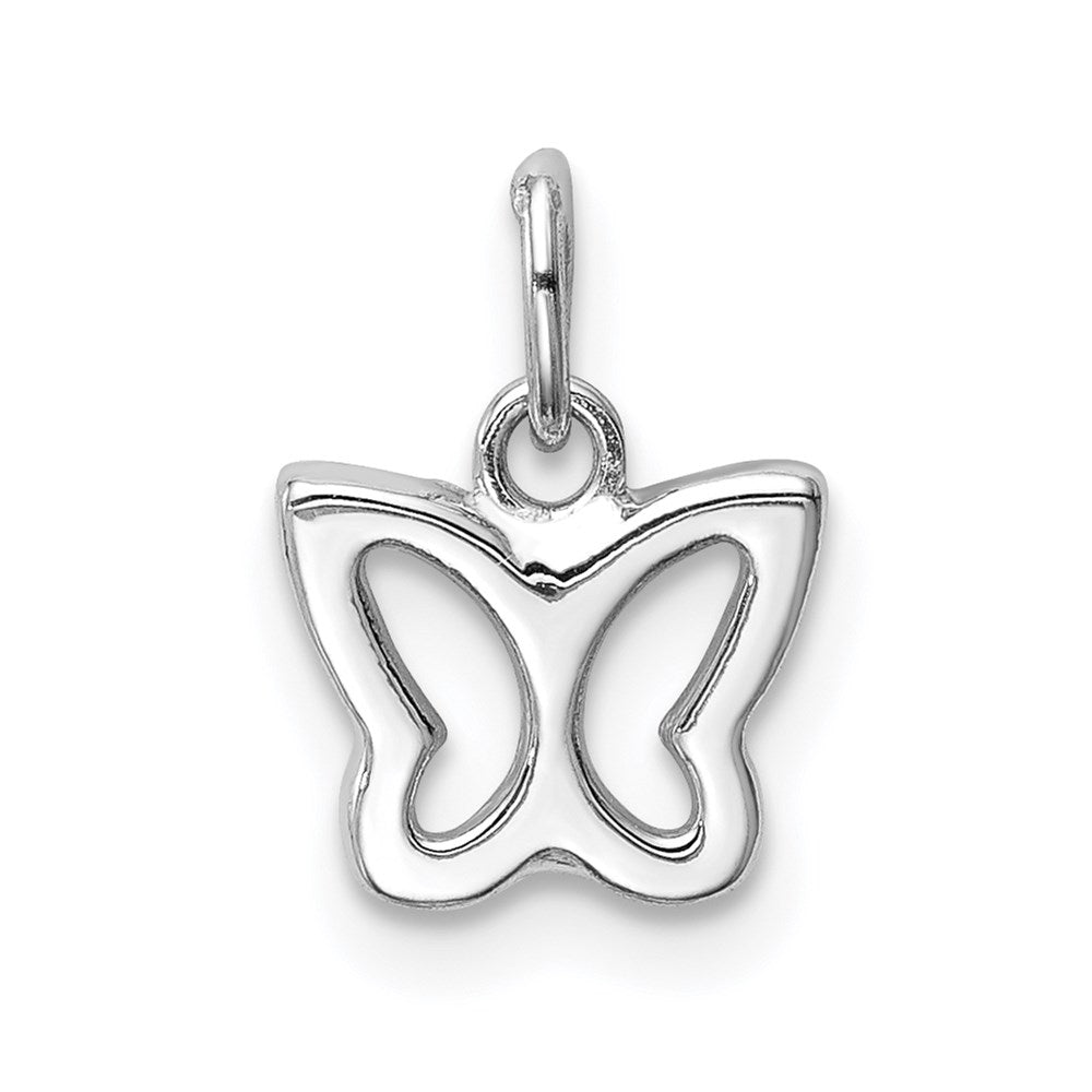 Million Charms 14K White Gold Themed Cut-Out Butterfly Pendant