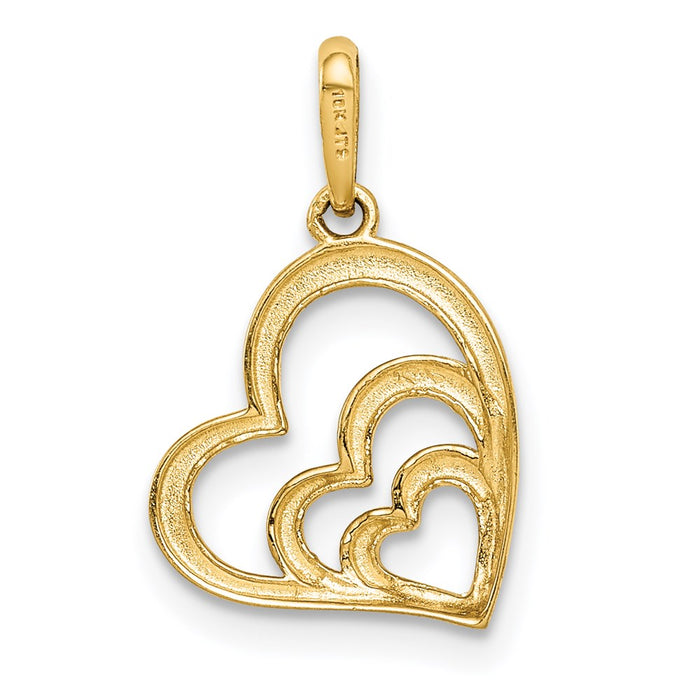 Million Charms 14K With Rose & White Rhodium-Plated Polished 3 Hearts Pendant