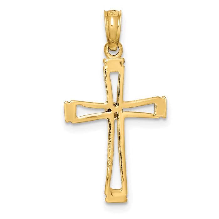 Million Charms 14K Yellow Gold Themed (Cubic Zirconia) CZ Relgious Cross Pendant