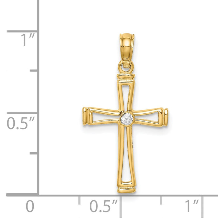 Million Charms 14K Yellow Gold Themed (Cubic Zirconia) CZ Relgious Cross Pendant