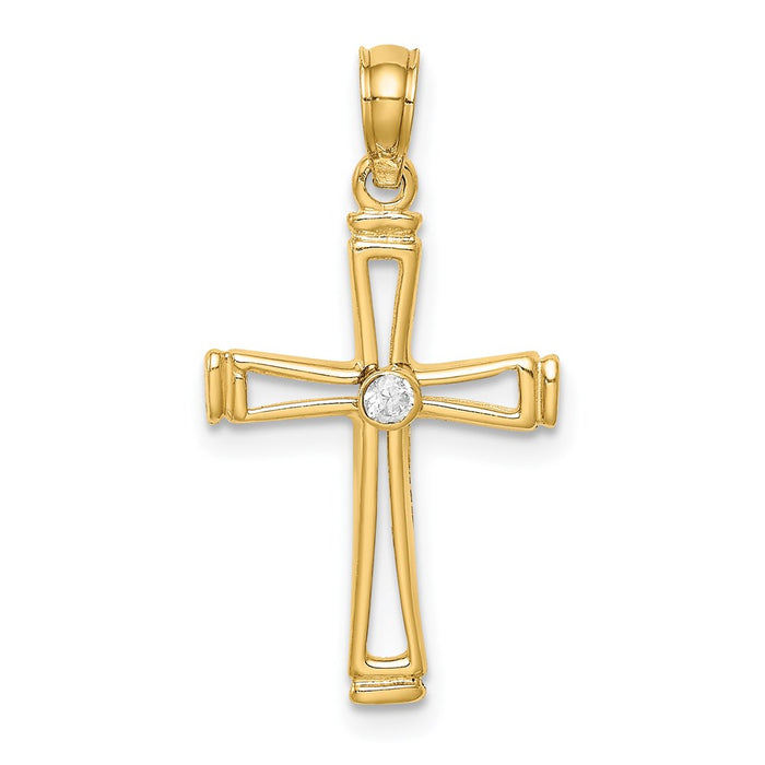 Million Charms 14K Yellow Gold Themed (Cubic Zirconia) CZ Relgious Cross Pendant