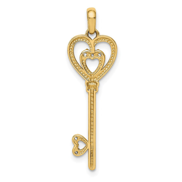 Million Charms 14K Yellow Gold Themed (Cubic Zirconia) CZ Key Pendant