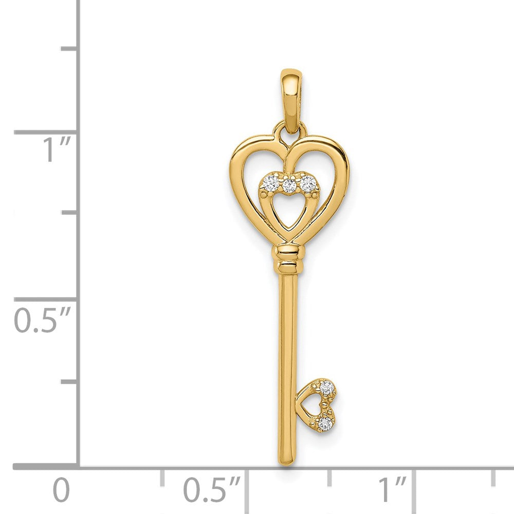 Million Charms 14K Yellow Gold Themed (Cubic Zirconia) CZ Key Pendant