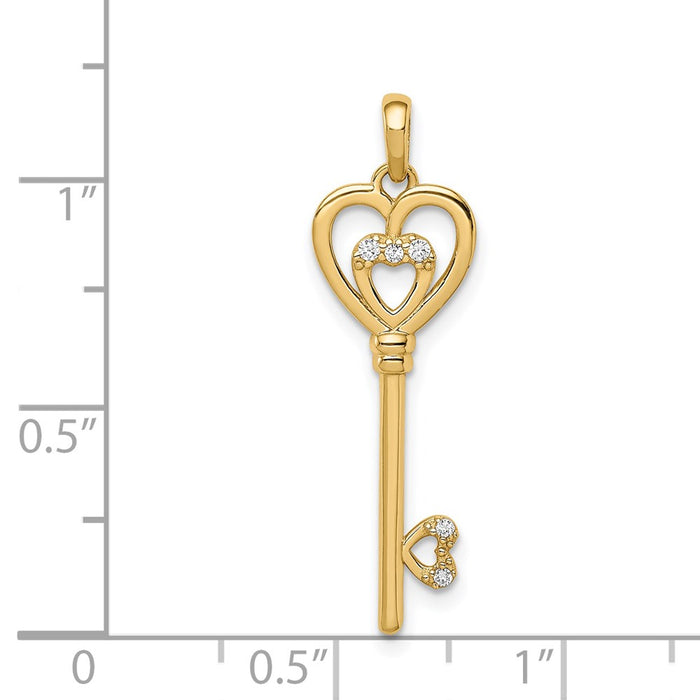 Million Charms 14K Yellow Gold Themed (Cubic Zirconia) CZ Key Pendant