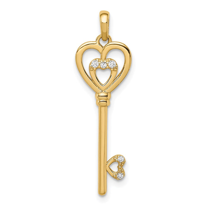 Million Charms 14K Yellow Gold Themed (Cubic Zirconia) CZ Key Pendant