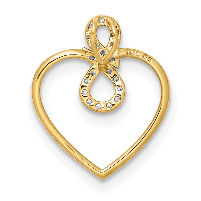 Million Charms 14K Yellow Gold Themed Heart (Cubic Zirconia) CZ Infinity Symbol Chain Slide